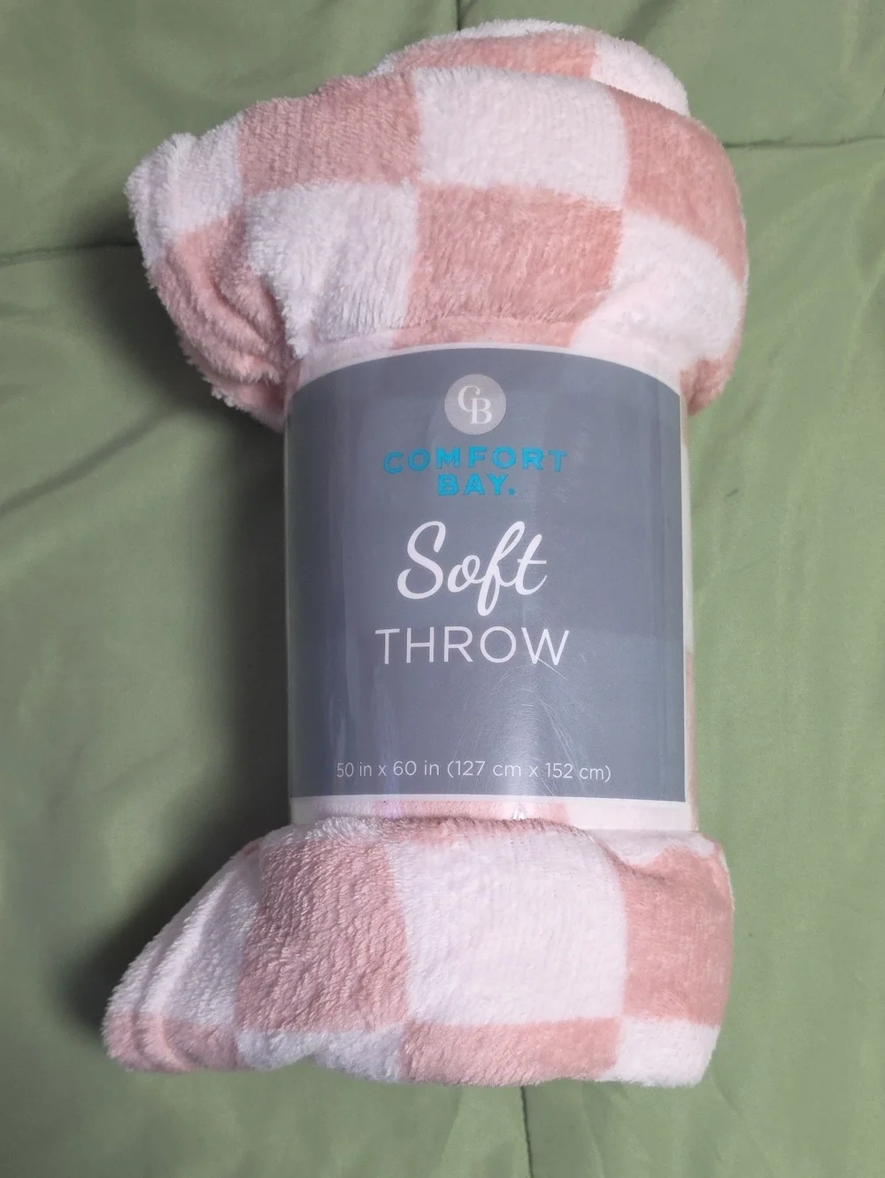 Comfort Bay Pink & White Check Plush Throw Blanket